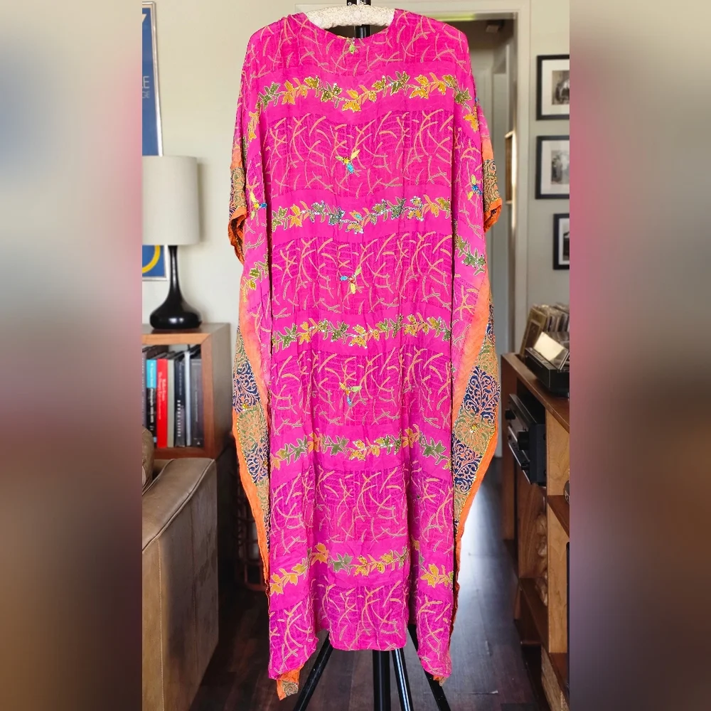 Sunchild Silk Embroidered Kaftan Dress - Picture 6 of 8